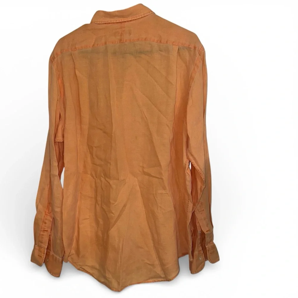 Polo Ralph Lauren unisex Large Peach Linen Button Down Long Sleeve Shirt - Picture 6 of 7